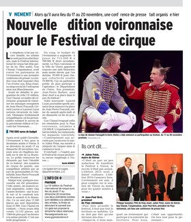 Image Nouvelle Edition Voironnaise pour le Cirque !