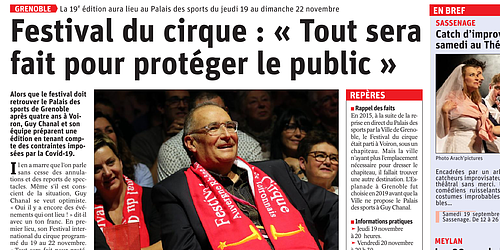 Article Dauphiné Libéré du 19 septembre 2020